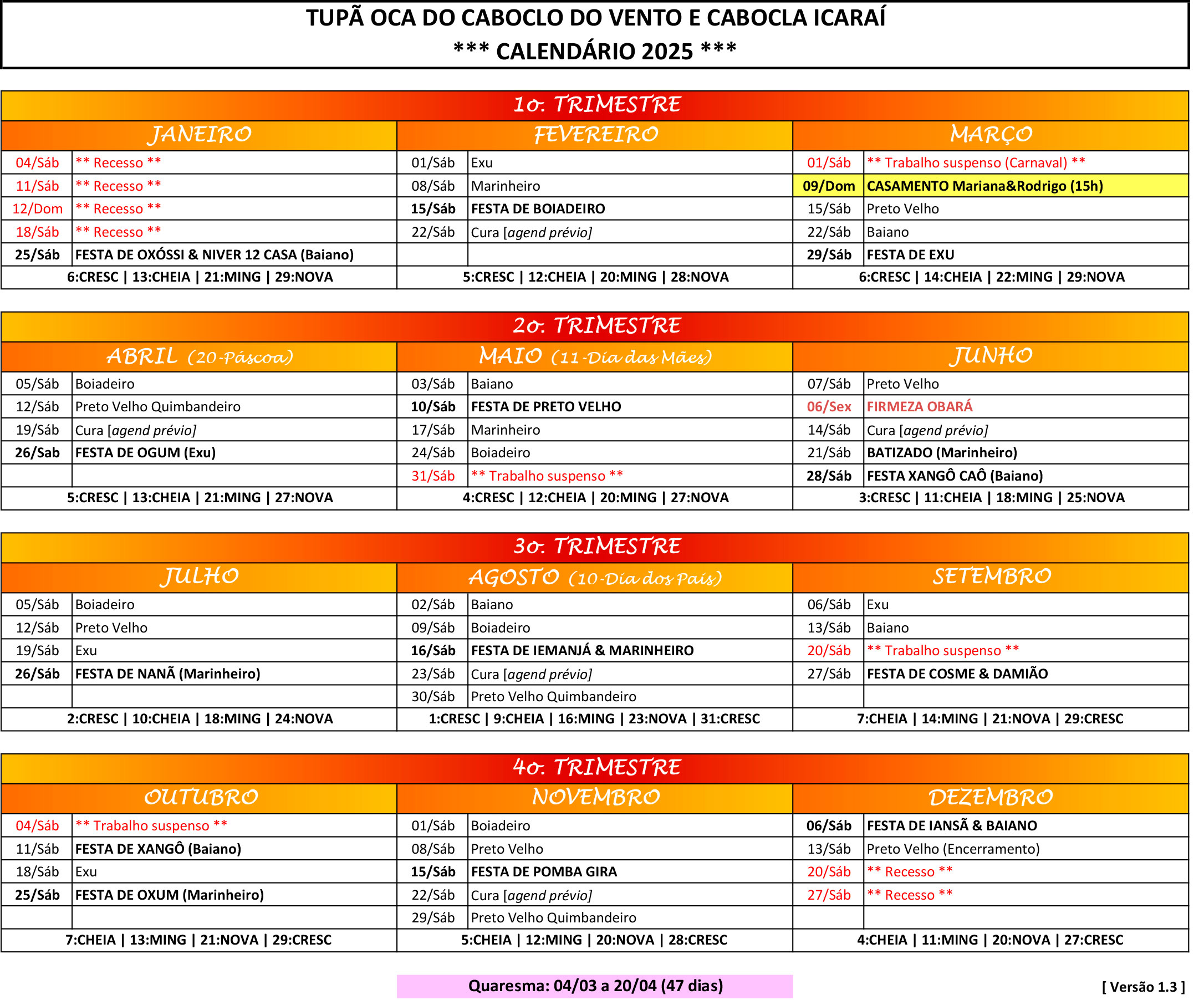 Calendário 2022